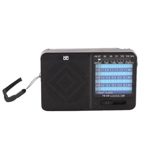 W-913 Portable Pointer Dual-Power Radio FM/AM/SW1-7 Multi-Band Radio(Black)