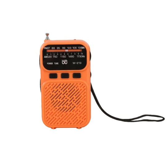 W-213 FM/AM Pointer Dual-Power Radio Portable Clip-On Radio With Flashlight(Orange)