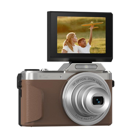 D27 4K Vlogging Camera 64MP Photo, 6x Optical Zoom, 180-Degree Flip Screen & WiFi Connectivity(Brown)