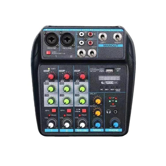 D4 4-Channel Mixer With Reverb Stage & Live Streaming Audio Mixer(Blue)