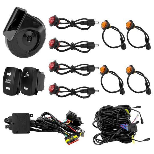 ATV LED Turn Signal Relay Kit, Specification: 8 LED Lights+Square Horn