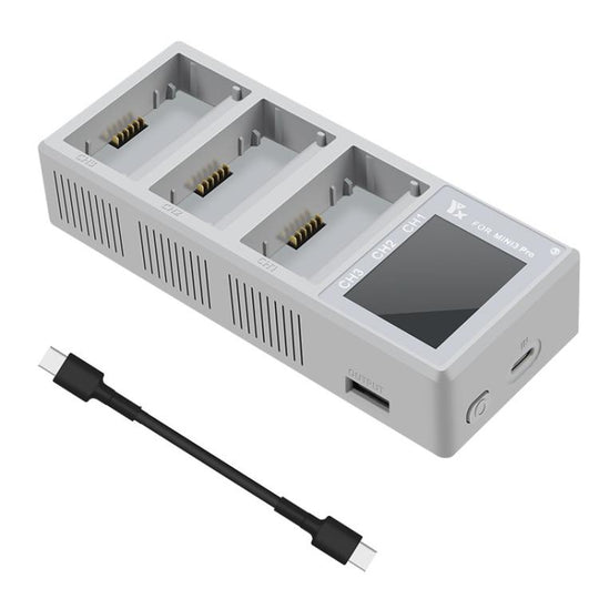 YX 100W 3-Bay LCD Charging Hub for DJI Mini 5 Pro/4/3 With Color Screen Fast Charger Station(Gray)