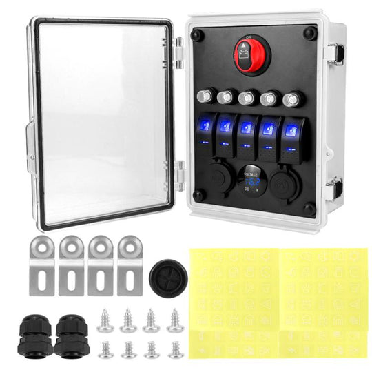 5+3 Position Rocker Switch Power Panel With Waterproof Electrical Box(Model A)