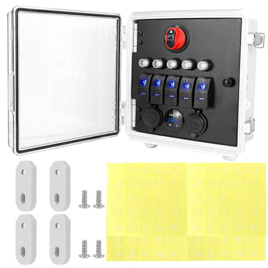 5+3 Position Rocker Switch Power Panel With Waterproof Electrical Box(Model B)