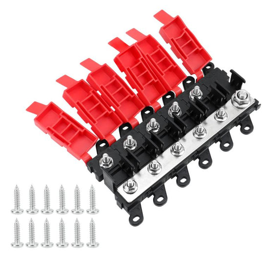 200A Automotive Modification Multi-Output Fork-Type Fuse Holder, Specification: 1 Input 5 Outputs
