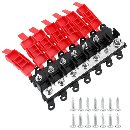 200A Automotive Modification Multi-Output Fork-Type Fuse Holder, Specification: 1 Input 6 Outputs