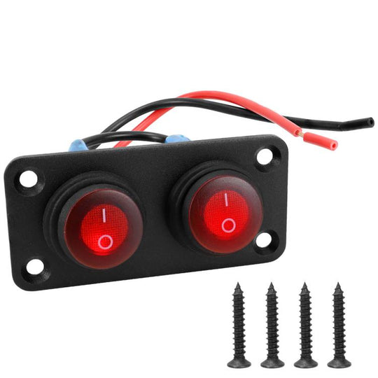 Round Waterproof Marine Panel Switch With LED Light, Specification: 2 Button Red