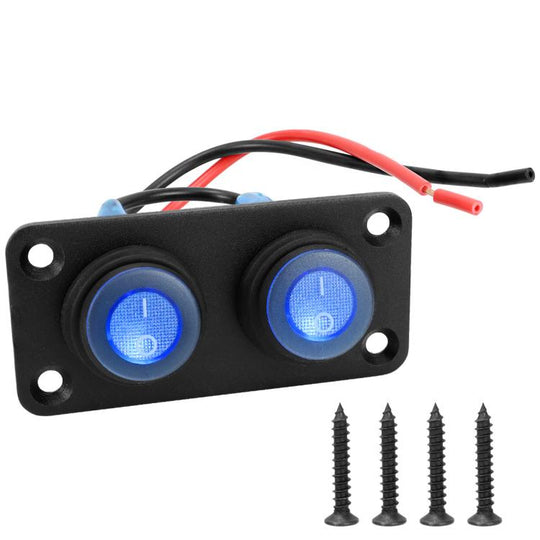 Round Waterproof Marine Panel Switch With LED Light, Specification: 2 Button Blue