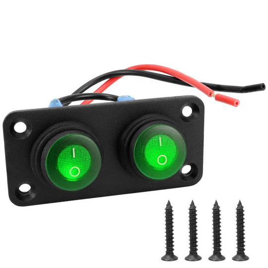 Round Waterproof Marine Panel Switch With LED Light, Specification: 2 Button Green