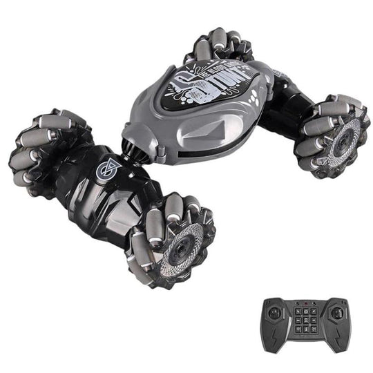 Shockproof Crash-Resistant Stunt Twist Car With Lights Rechargeable Remote Control Toy Car, Spec: Single Remote Control Grey