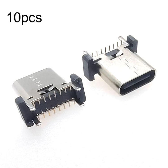 10pcs 16Pin USB Type-C Female Vertical SMT Connector Socket Charging Port Height 10.5mm
