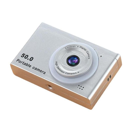 M12 2.4 Inch HD Mini Dual Lens CCD Camera Retro Card Camera For Students(Silver)