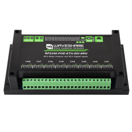 WAVESHARE RP2350 Industrial Control Board 8-Channel Network Relays Based On RP2350 Main Controller, Specification: PoE Network Port
