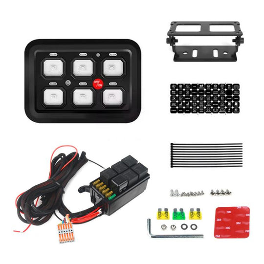 6 Gang Car Modified Spotlight Control Switch Assembly Panel Button Switch