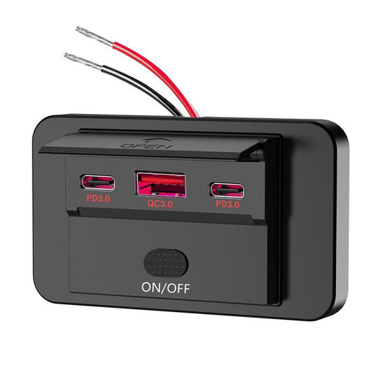One To Three PD3.0 / QC3.0 Car Fast Charging USB Retrofit Charger(Red Light)