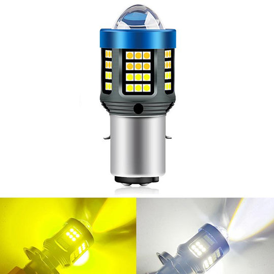 Motorcycle LED High-brightness Lens Headlight, Specification: BA20D(White+Yellow)