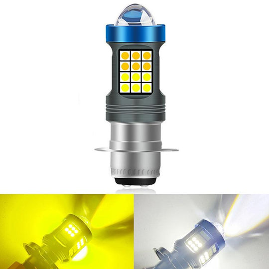 Motorcycle LED High-brightness Lens Headlight, Specification: P15D(White+Yellow)