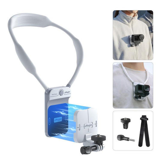 AMagisn Invisible Magnetic Neck Mount For First-Person View Vlogging Compatible With GoPro/Insta360/Smartphones(White)
