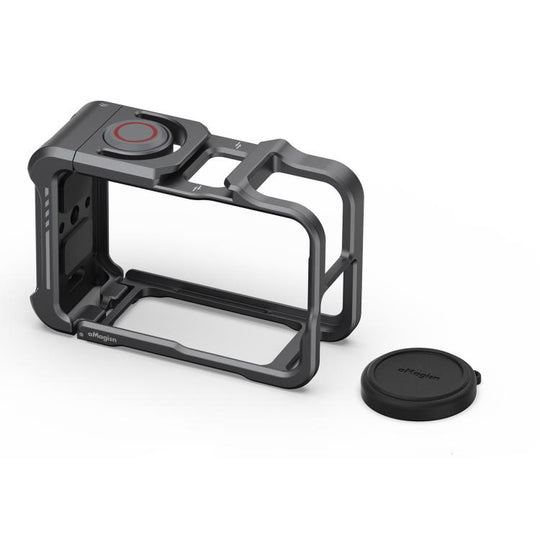 For DJI OSMO Action 5 Pro /4/3 aMagisn Metal Camera Cage2.0 Quick Release Protective Frame with Silicone Lens Cap(Black)