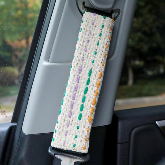 Car Anti-Choking Fabric Seat Belt Shoulder Cover(Beige)