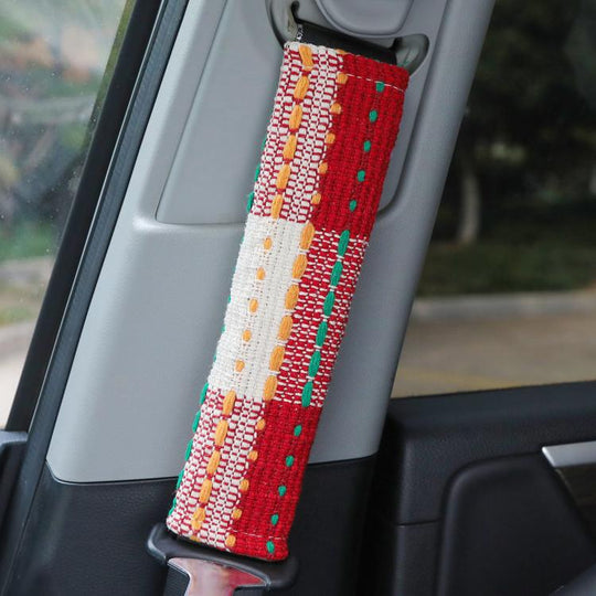 Car Anti-Choking Fabric Seat Belt Shoulder Cover(Red)