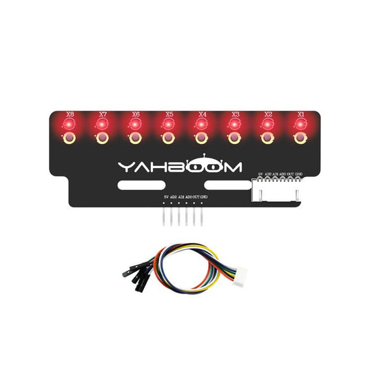 YAHBOOM 8-Channel Grayscale Line Tracking Sensor Module For Smart Car Robots(Red Light)