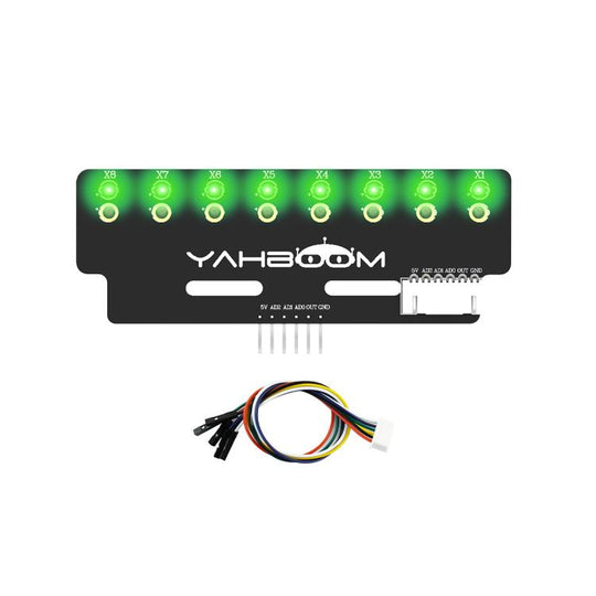 YAHBOOM 8-Channel Grayscale Line Tracking Sensor Module For Smart Car Robots(Green Light)