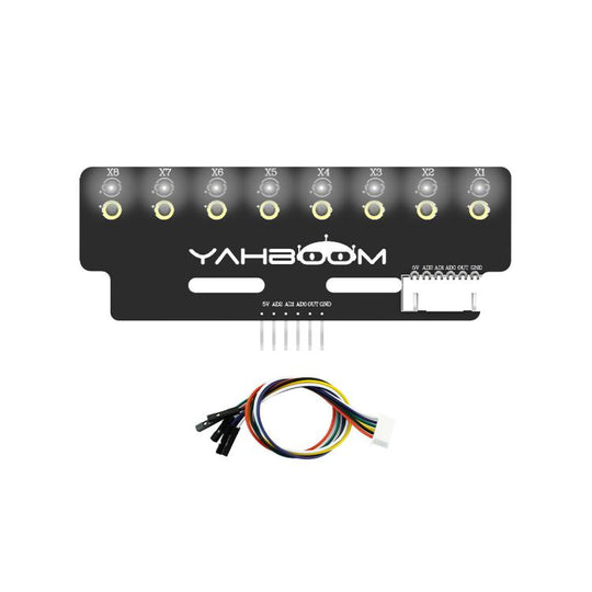 YAHBOOM 8-Channel Grayscale Line Tracking Sensor Module For Smart Car Robots(White Light)