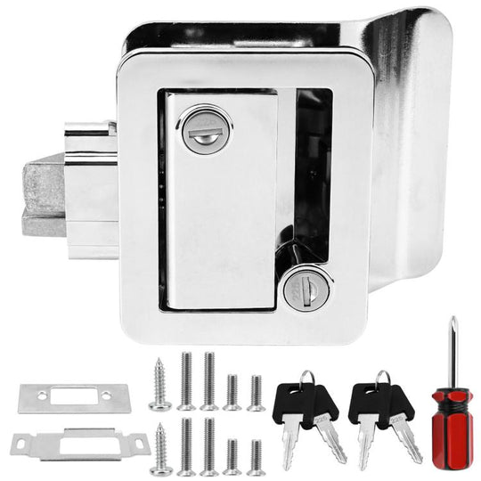 RV Conversion With Internal And External Opening Metal Panel Door Latches, Specification: Chrome