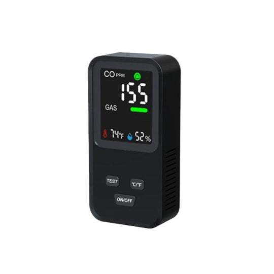 4-In-1 Plug-In Gas Detector Carbon Monoxide Combustible Gas Temperature Humidity Monitor With High Sensitivity & Alarm, US Plug(Black)