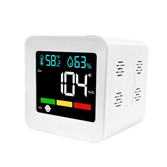 5-in-1 Plug-in Air Quality Monitor CO Combustible Gas AQI Temperature Humidity Detector with Alarm(White)