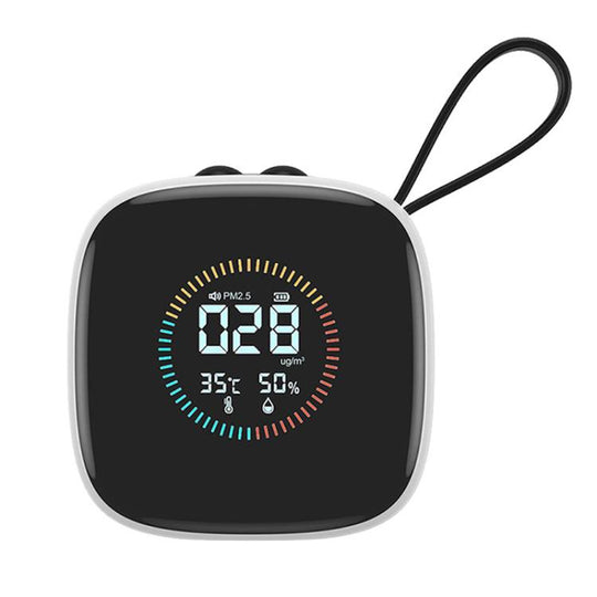 Mini PM2.5 Detector with Temperature & Humidity Monitor with Rechargeable Battery, Real-time LCD Display