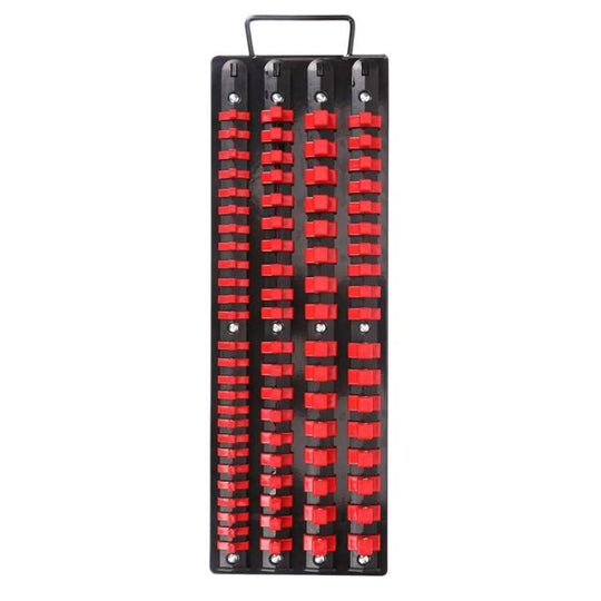 Portable Socket Storage Holder With Handle For 1/4, 3/8, 1/2 Inch Drive Sockets(Red)