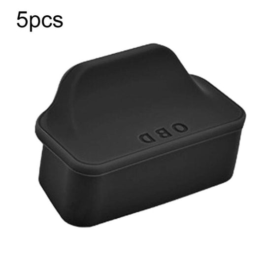 5pcs Universal Car OBD Protective Cover Silicone Dustproof Protective Cap(Black)