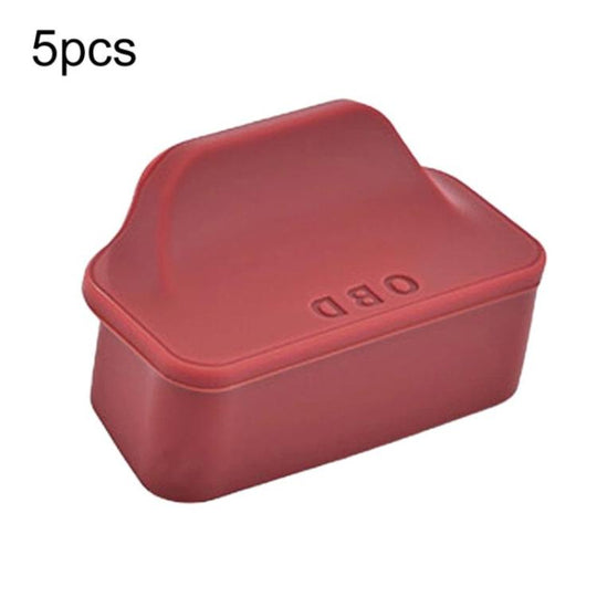 5pcs Universal Car OBD Protective Cover Silicone Dustproof Protective Cap(Red)