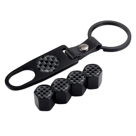 Automotive Carbon Fiber Textured Valve Stems Universal Cap(Black)