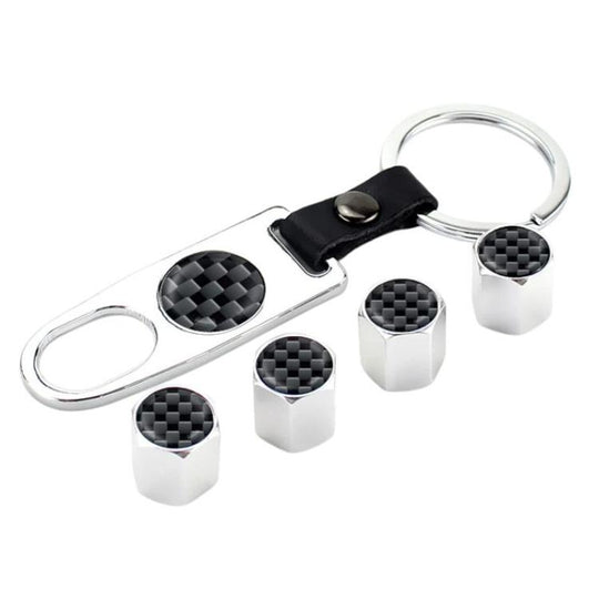 Automotive Carbon Fiber Textured Valve Stems Universal Cap(Silver)
