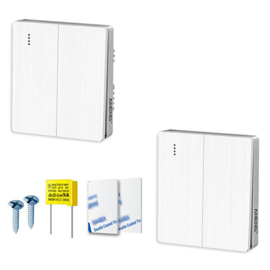 ANENG Remote Control Wireless Smart Home Lighting Panel, Specification: Two-Gang