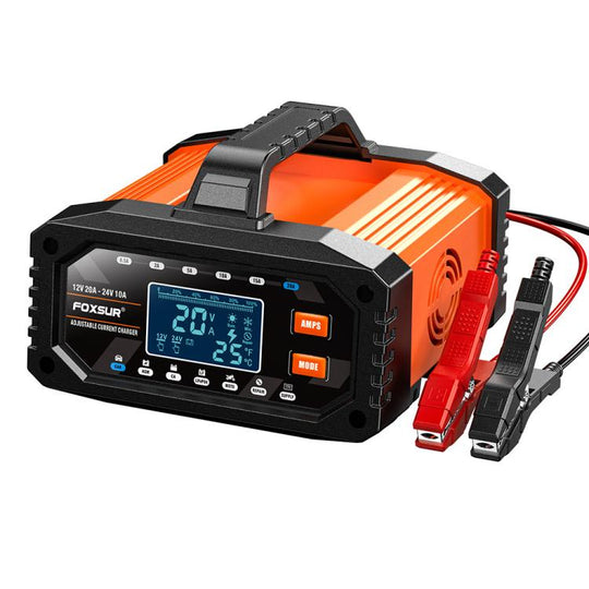 Foxsur 20A 12V/24V Portable Car  Motorcycle Battery Charger(US Plug)
