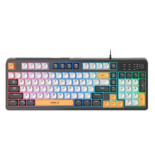 iMICE AK-300 99-key USB Backlit Multi-Color Keycap 1.5m Wired Gaming Keyboard With Dimmer Knob(Black)