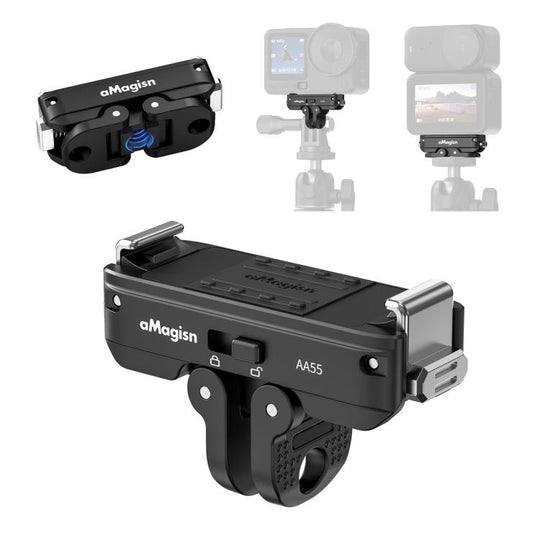 For DJI Osmo 360 II / Action 6 / Nano aMagisn Metal Magnetic Quick Release Mount 2.0 Lockable Adapter(Black)