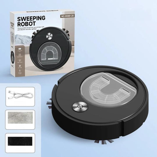 Robot Vacuum Cleaner 3-in-1 Sweeping, Vacuuming & Mopping With Visual Large Dustbin(Black)