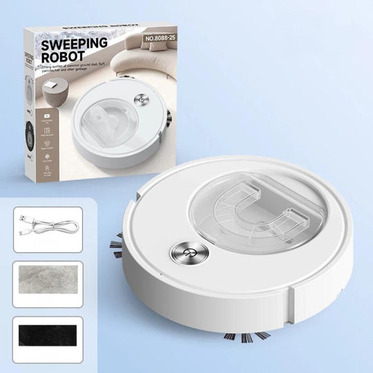 Robot Vacuum Cleaner 3-in-1 Sweeping, Vacuuming & Mopping With Visual Large Dustbin(White)