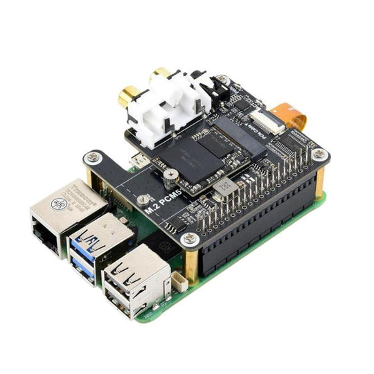 Waveshare 34170 For Raspberry Pi 5 PCIe To M.2 HAT With I2S Audio Extension Supports NVMe Protocol Solid State Drive