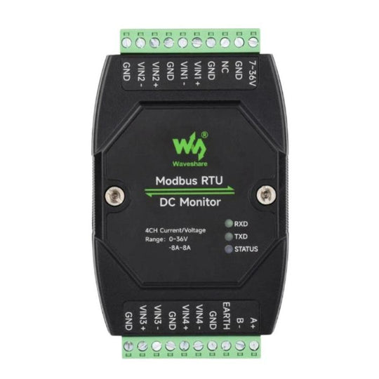 Waveshare 33931 Industrial 4-Ch DC Monitoring Module, 16-Bit High-Precision Acquisition, Supports Voltage And Current Measurement, Modbus RTU Protocol