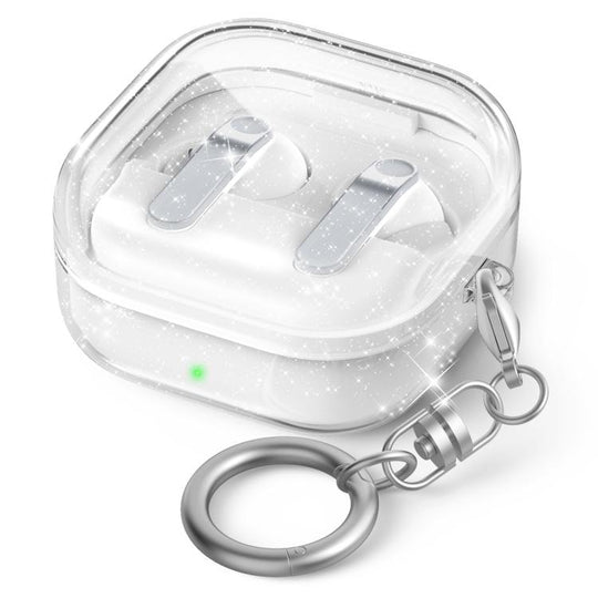 For Galaxy Buds4 / Buds4 Pro AhaStyle WG196 Split-Design TPU Protective Case(Transparent Glitter)