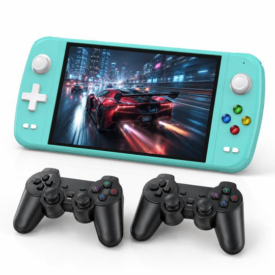 SJGAM M27 Handheld Gaming Console 7 Inch 3D Large Screen HD Portable Console, Spec: 64GB+2pcs Game Controller(Green)