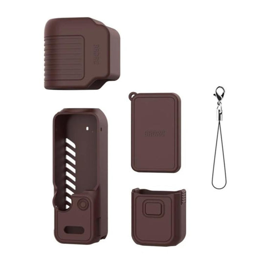 For DJI Osmo Pocket 4 BRDRC Display Sunshade Protective Silicone Case(Brown)