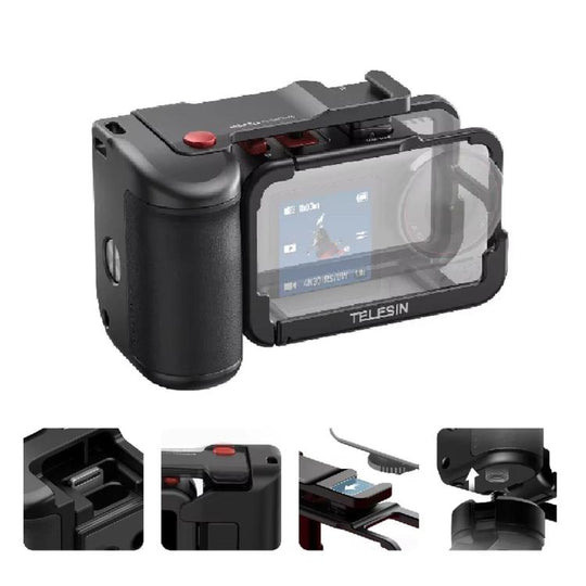 TELESIN StreetGrip Kit For DJI Osmo Action 5 Pro/4/3 Aluminum Alloy Camera Cage Hand Grip Rig(Black)
