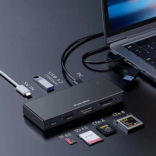 Blueendless USB 3.2 High-Speed Card Reader For CFEA/CFeB/SD 4.0/TF Cameras And Memory Cards(Five Interfaces)